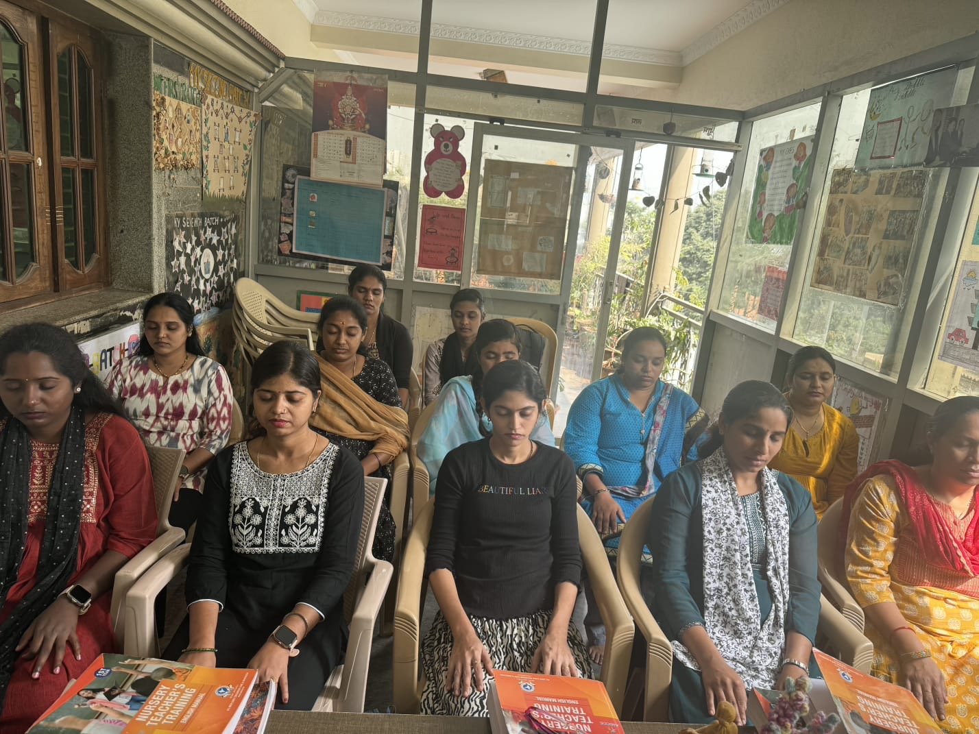 Teachers meditation class at SNTTI